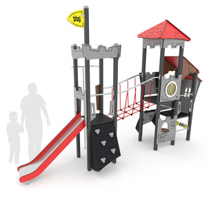 Castillo 2 towers playground with ropes bridge for public use