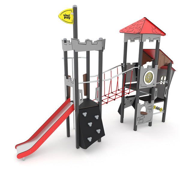 Castillo 2 towers playground with ropes bridge for public use