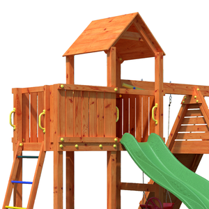 Parc infantil Fluppi color Teca amb rocòdrom, sorral i taula picnic