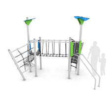 Load image into Gallery viewer, Steel Plus 2 Playground with ropes bridge and slide for public use
