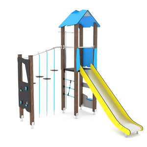 Parque infantil Wooden 3 con rocódromo y cuerdas de escalada
