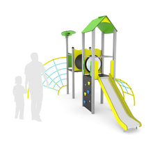 Load image into Gallery viewer, Steel 2 Playground with tunnel and climbing net for public use
