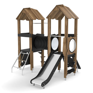 Wooden 7 Playground two towers public use