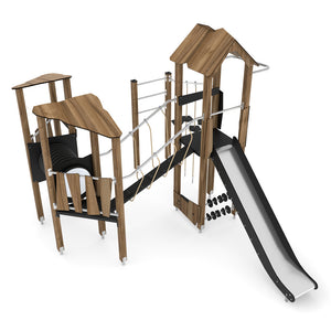 Wooden 8 playground three towers public use