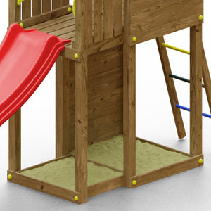 Arenero de madera en parque infantil para jardín