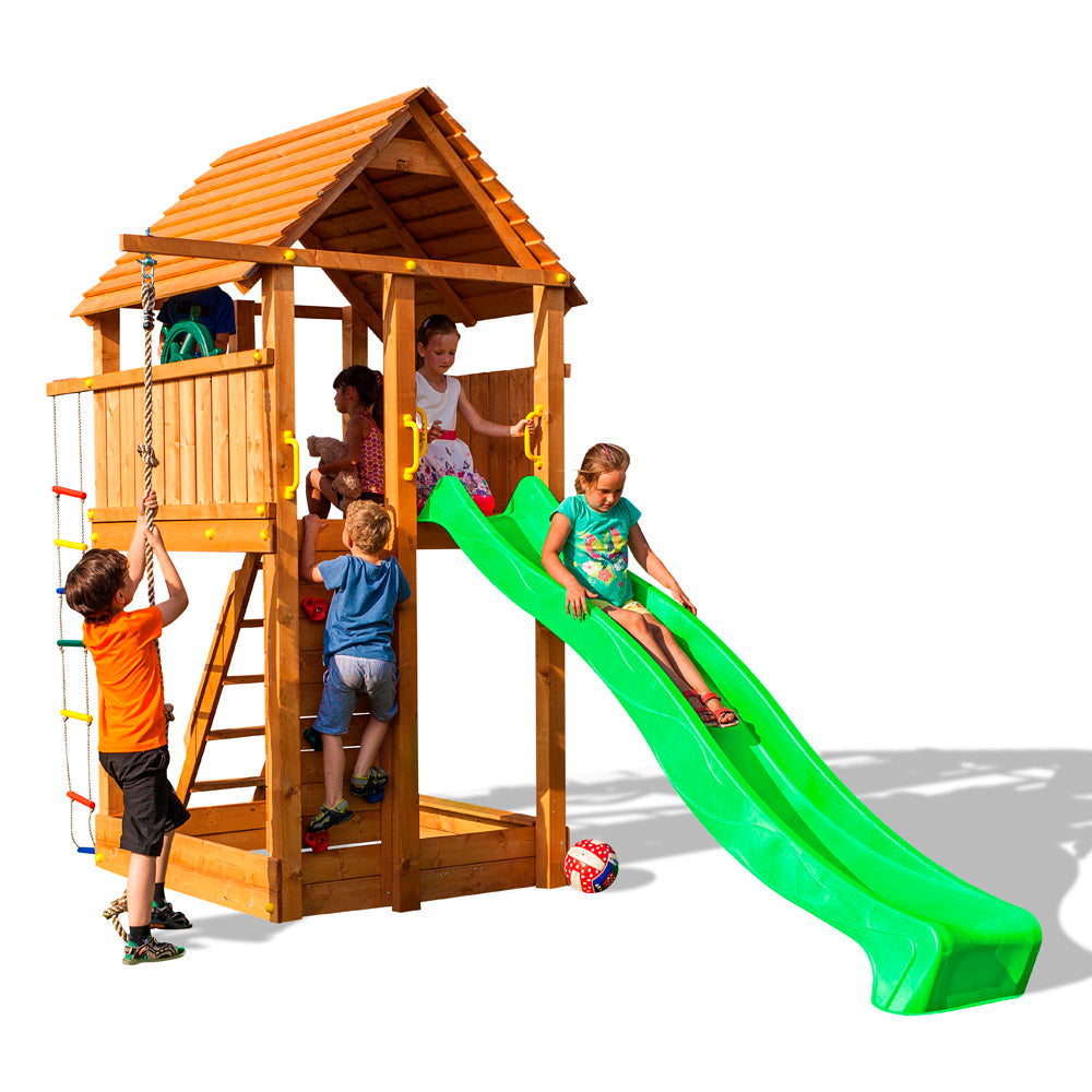 Casa de madera para niños tobogán