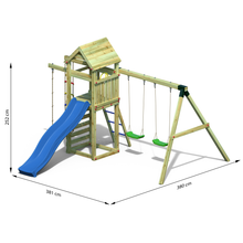 Load image into Gallery viewer, Gaia TL2S climbing frame with double swing and slide
