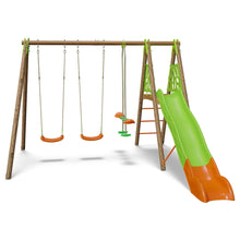 Load image into Gallery viewer, Akeo garden swing with slide and seesaw
